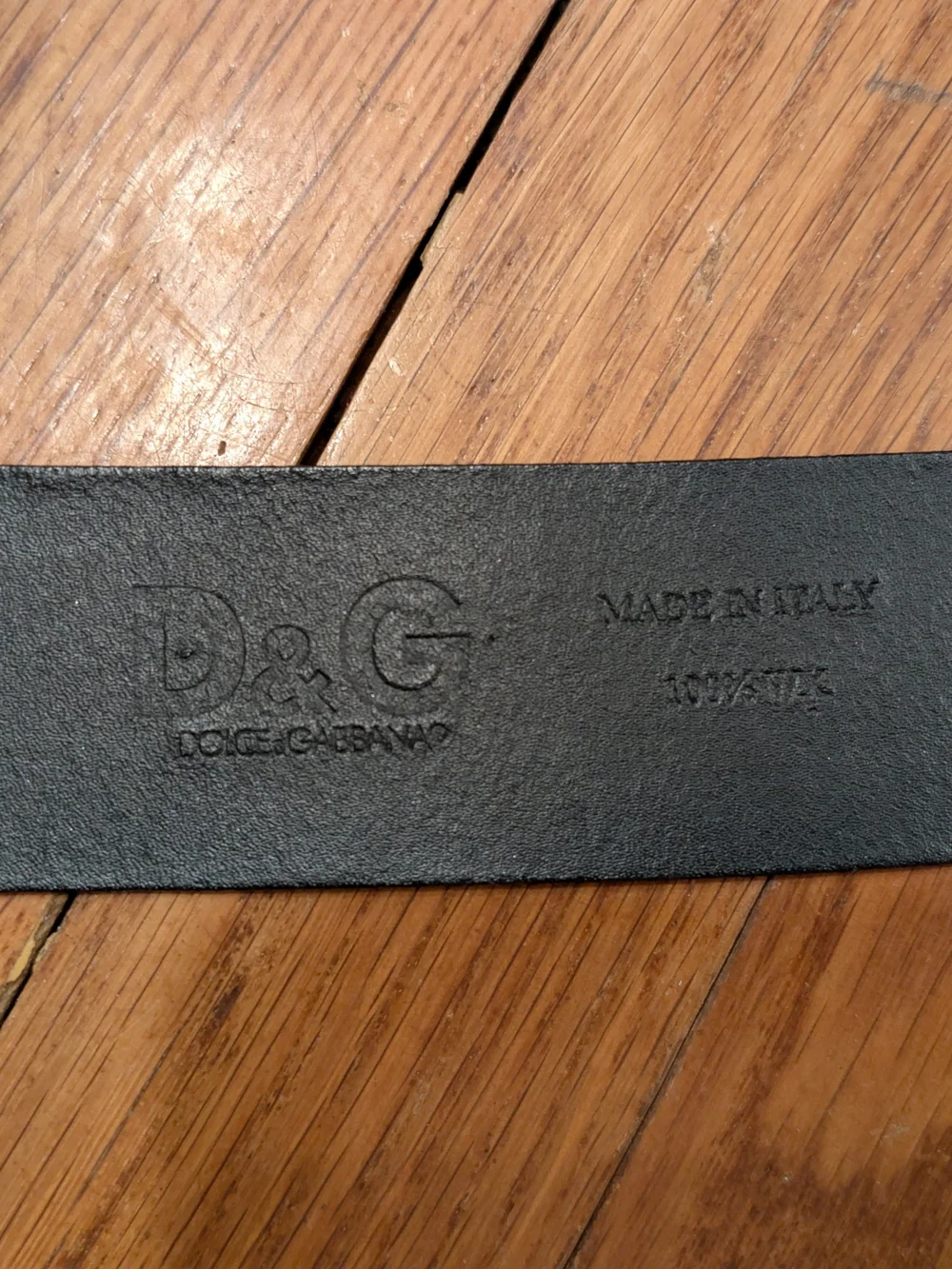 D&G Black Leather Belt with Black and Gold Logo Buckle